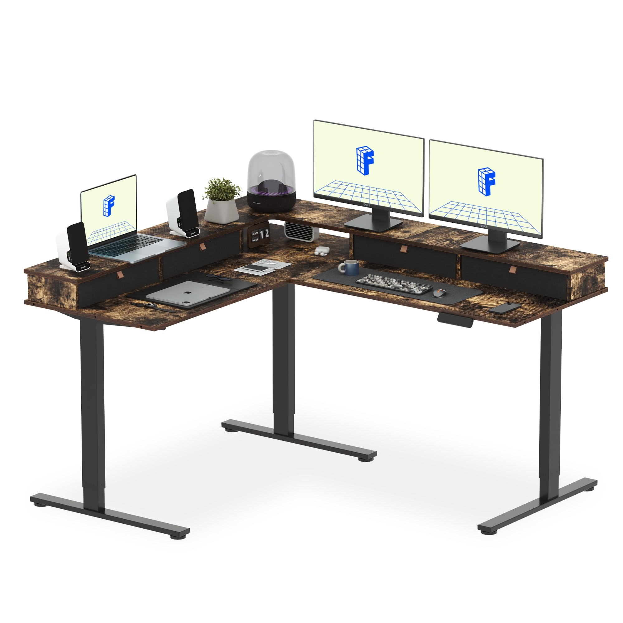 FLEXISPOT L-Shaped Height-Adjustable Corner Standing Desk