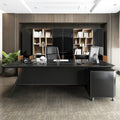 HONGYISHI L Shaped Desk with Drawer Cabinet, Executive Computer Desk L-Shaped Computer Desk Home Office Furniture Black