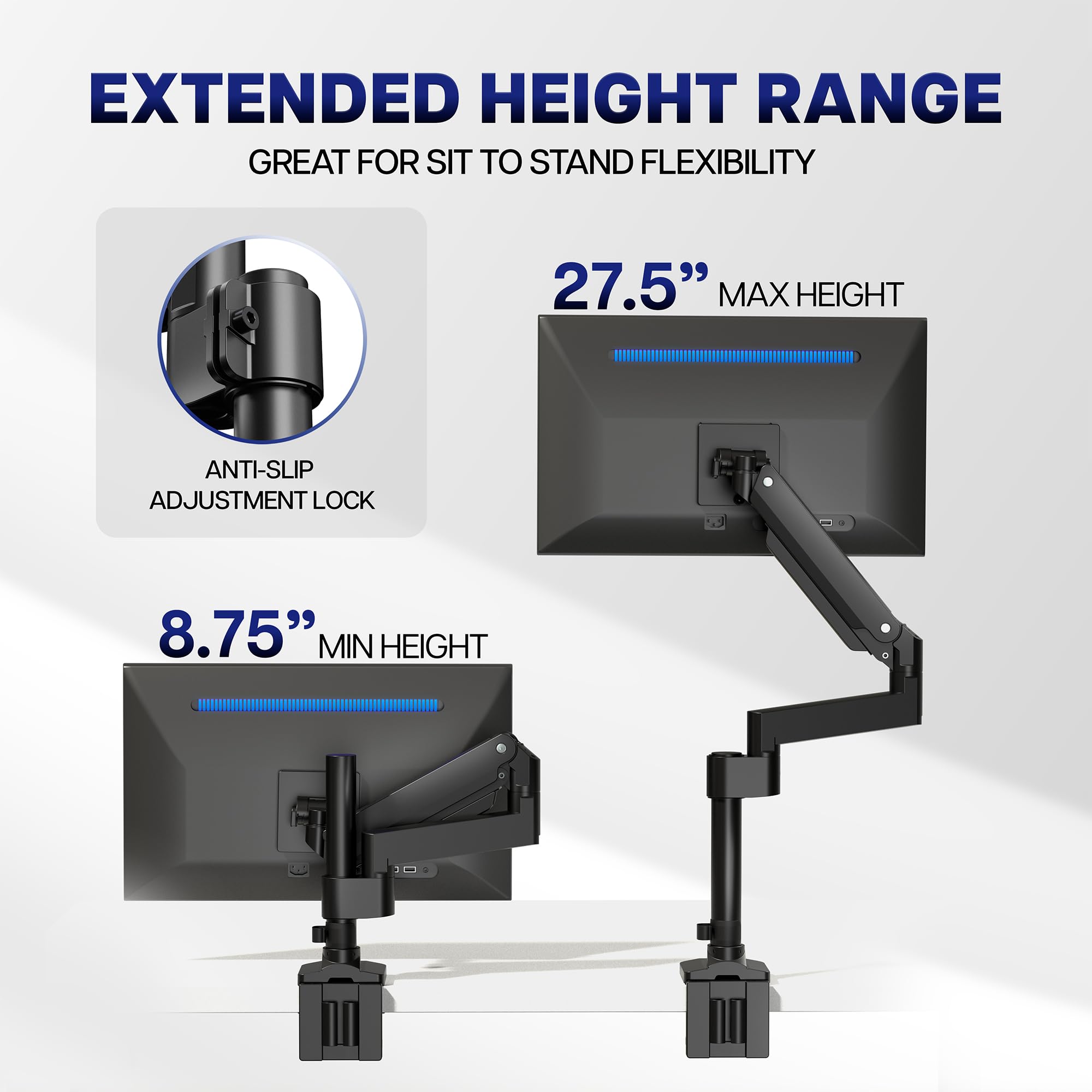 VIVO Premium Aluminum Heavy Duty Monitor Arm for Ultrawide Monitors up to 49 inches and 33 lbs