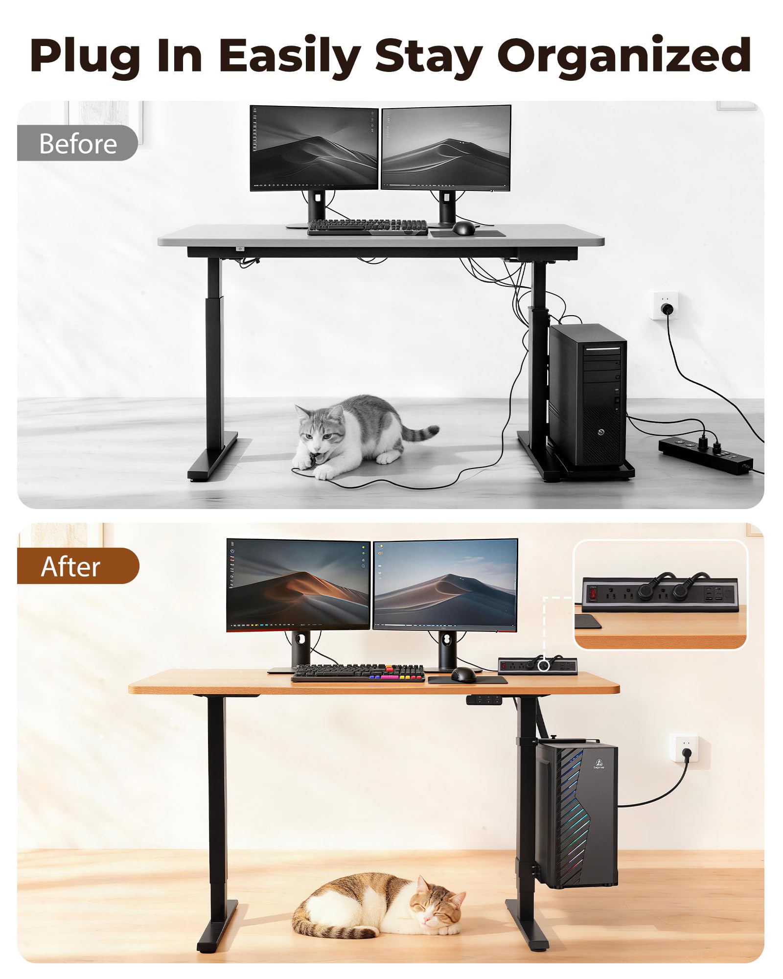 TOPSKY Dual Motor Electric Standing Desk Frame, Height Adjustable Sit Stand Base for Home Office, Fits Table Tops up to 70.8 x 31.5 Inch, 225 lb Capacity