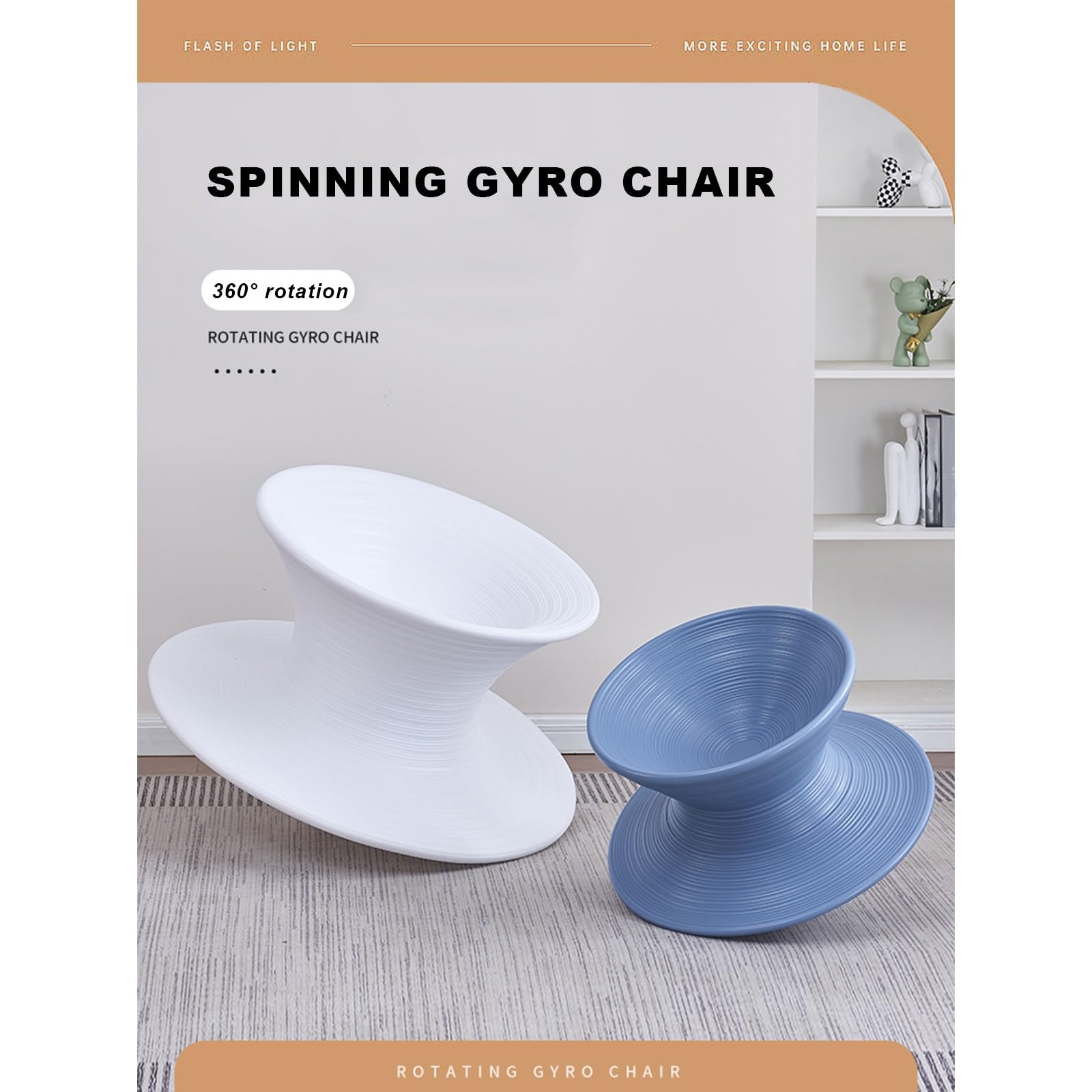 360° Swivel Gyro Chair,One-Piece Molded Rotation Stool Sense Training Tumbler Gyro Spinning Chair,for Kindergarten and Living Room,Commercial Gyro Swivel Chair,Gyro Chair