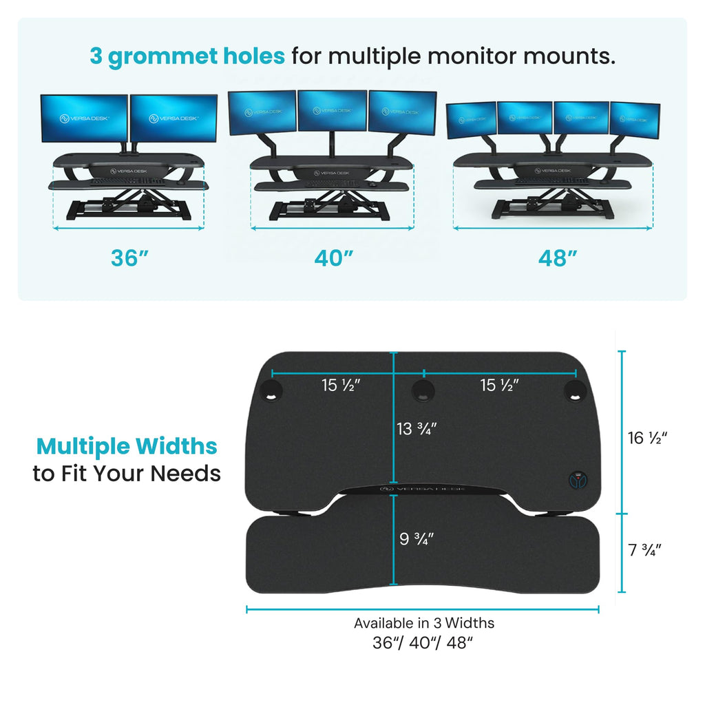 VERSADESK Electric Standing Desk Converter, PowerPro Height Adjustable, Sit to Stand Riser With Keyboard Tray, Push-Button Control Switch With USB Charging Port