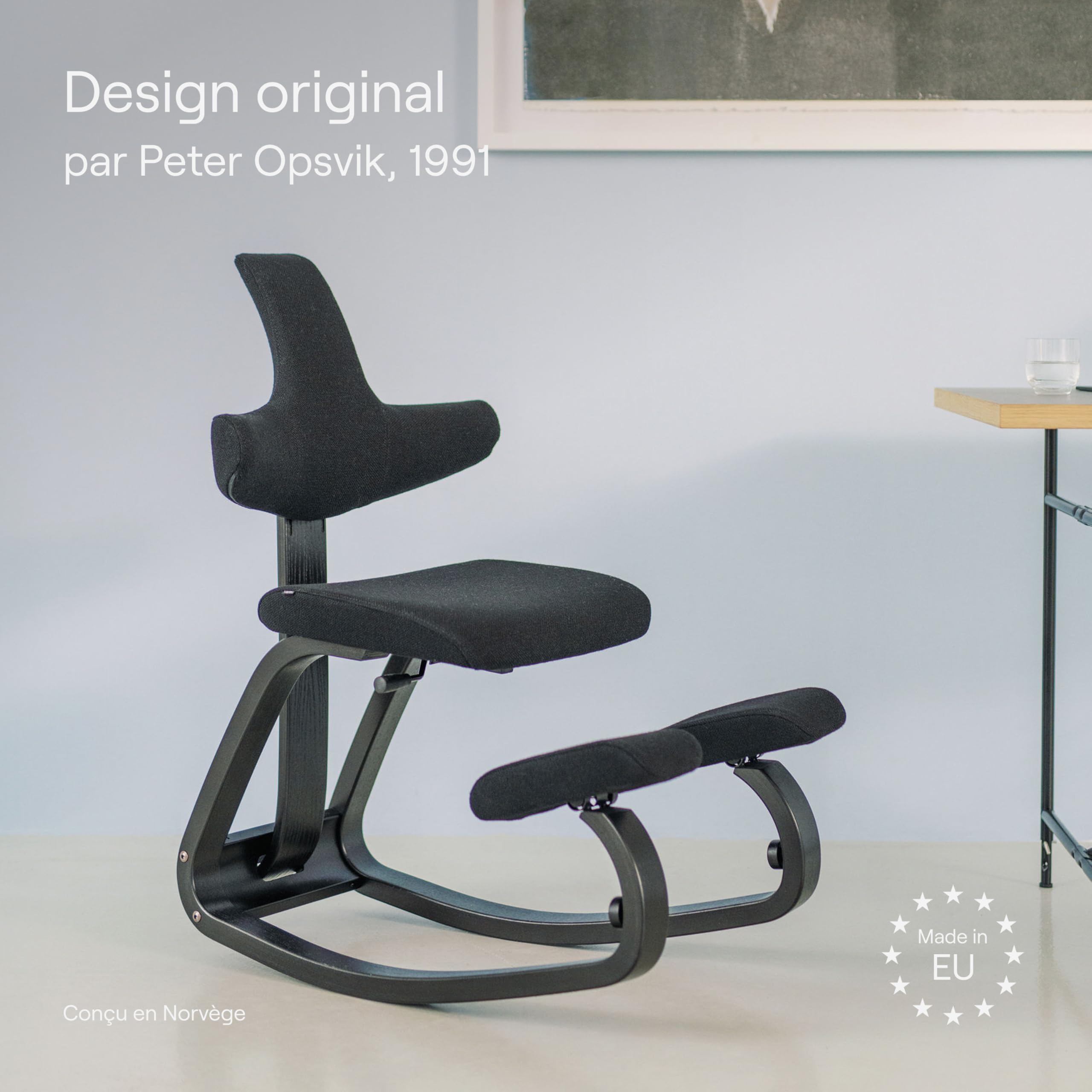 Varier ThatSit Balans Adjustable Ergonomic Kneeling Chair with Backrest, 10-Year Warranty, Designed by Peter Opsvik