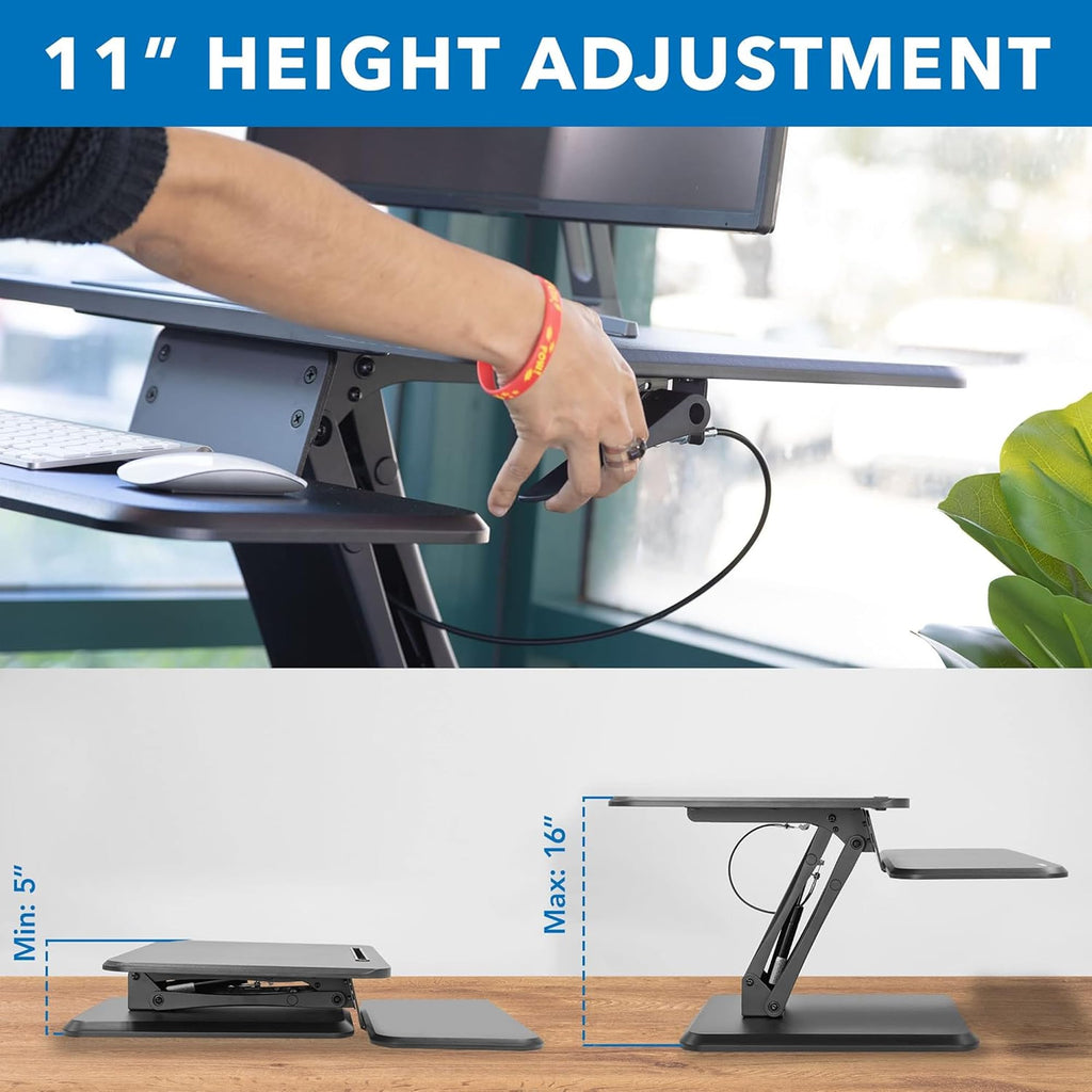 Mount-It! Standing Desk Converter - Height Adjustable Stand Up Desk with Gas Spring Riser -