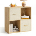 EXPERLAM Cube Storage Organizer - Solid Wood Bookshelf with Storage Bins, Cube Shelf with Removable Back Panels, Vertical or Horizontal Bookcase, Open Book Shelf for Bedroom, Living Room, Office