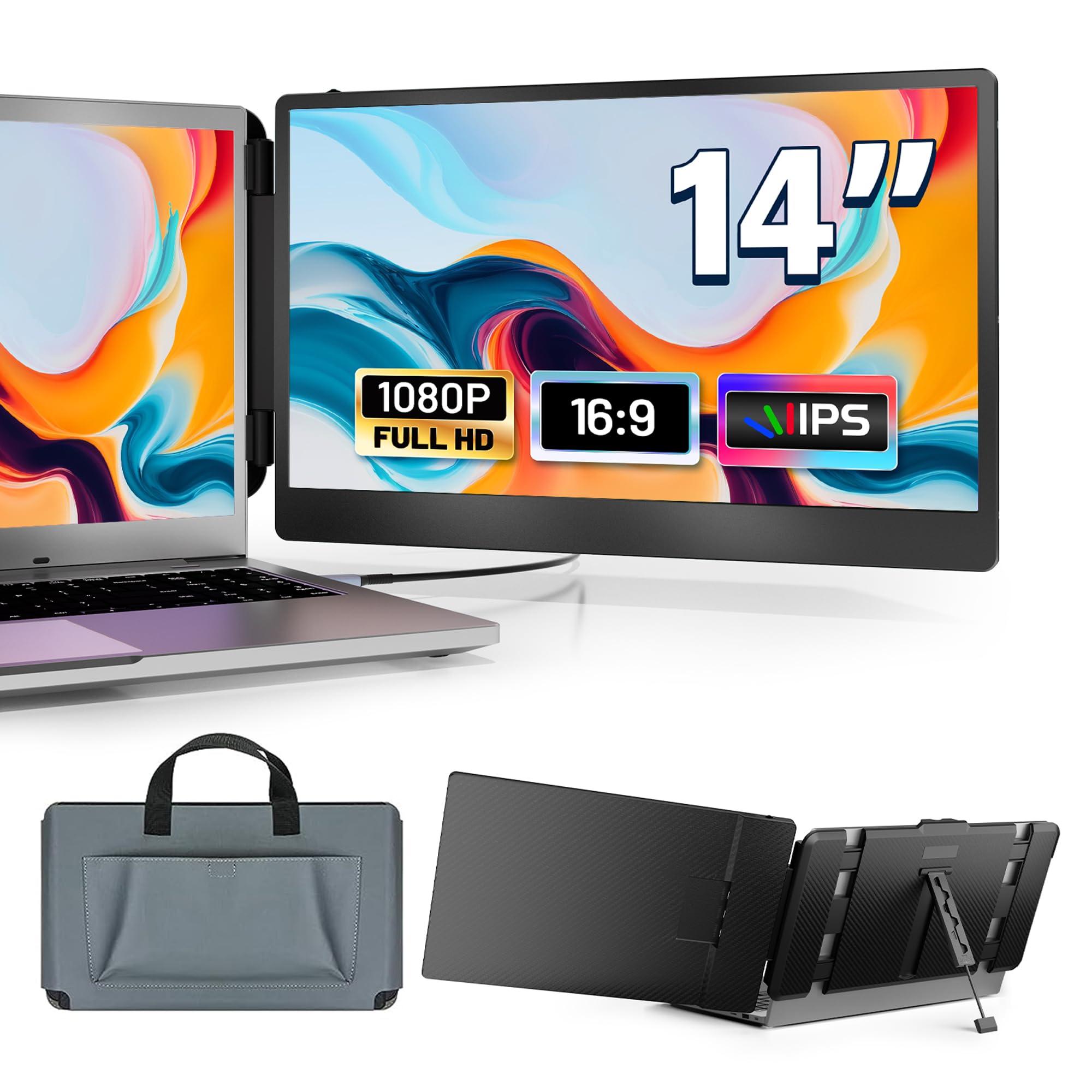 domyfan FHD 1080P IPS Dual Laptop Monitor Extender