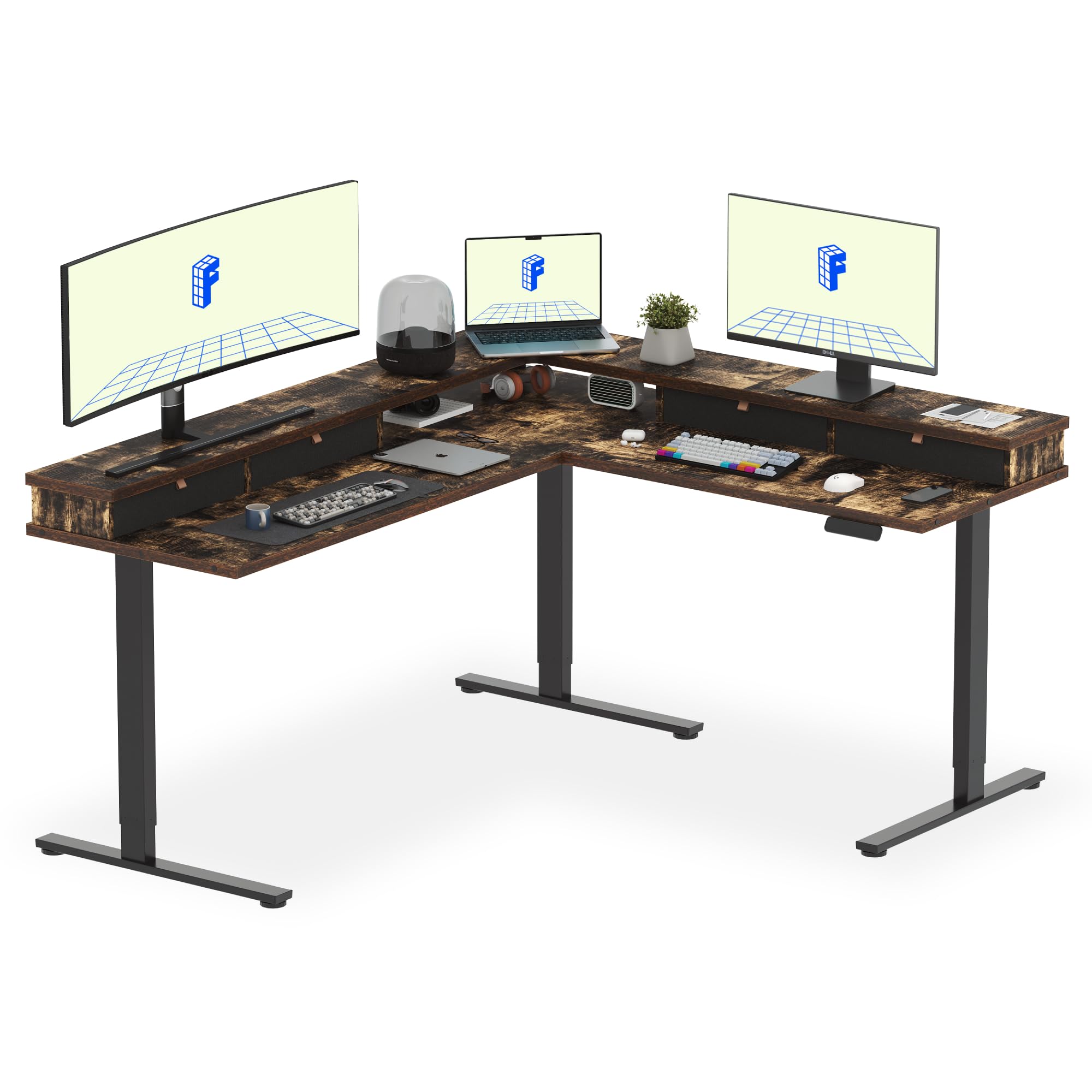 FLEXISPOT L-Shaped Height-Adjustable Corner Standing Desk