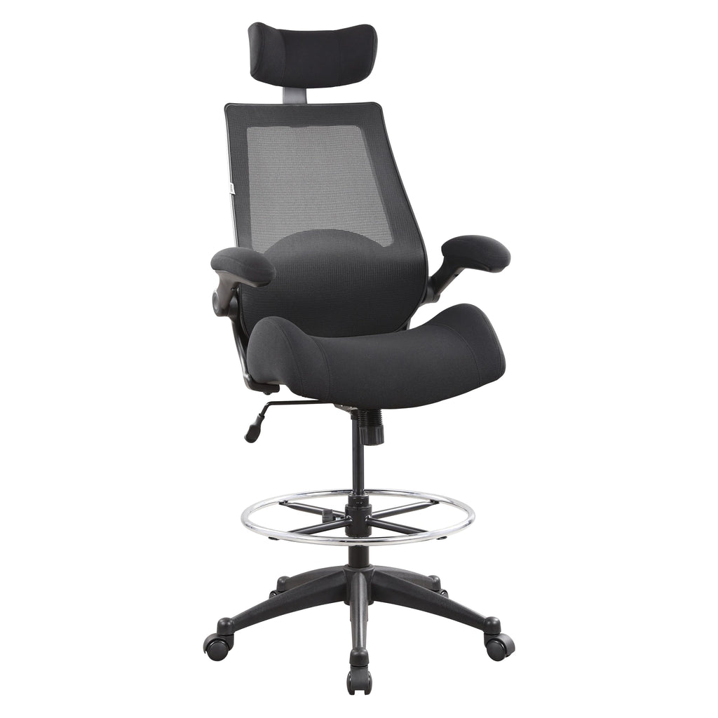 BOLISS 400lbs High Back Computer Office Drafting Chair Flip up Armrests Lumbar Support Adjustable Big Footrest Ring