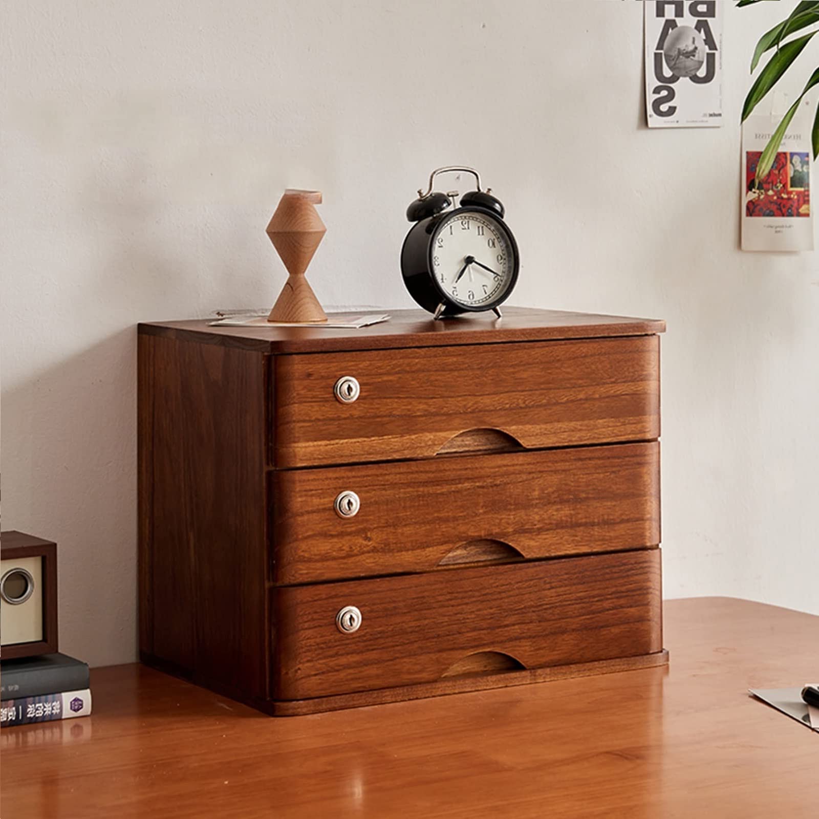 ZGLINMZ Lockable Wooden Desktop File Storage Cabinet