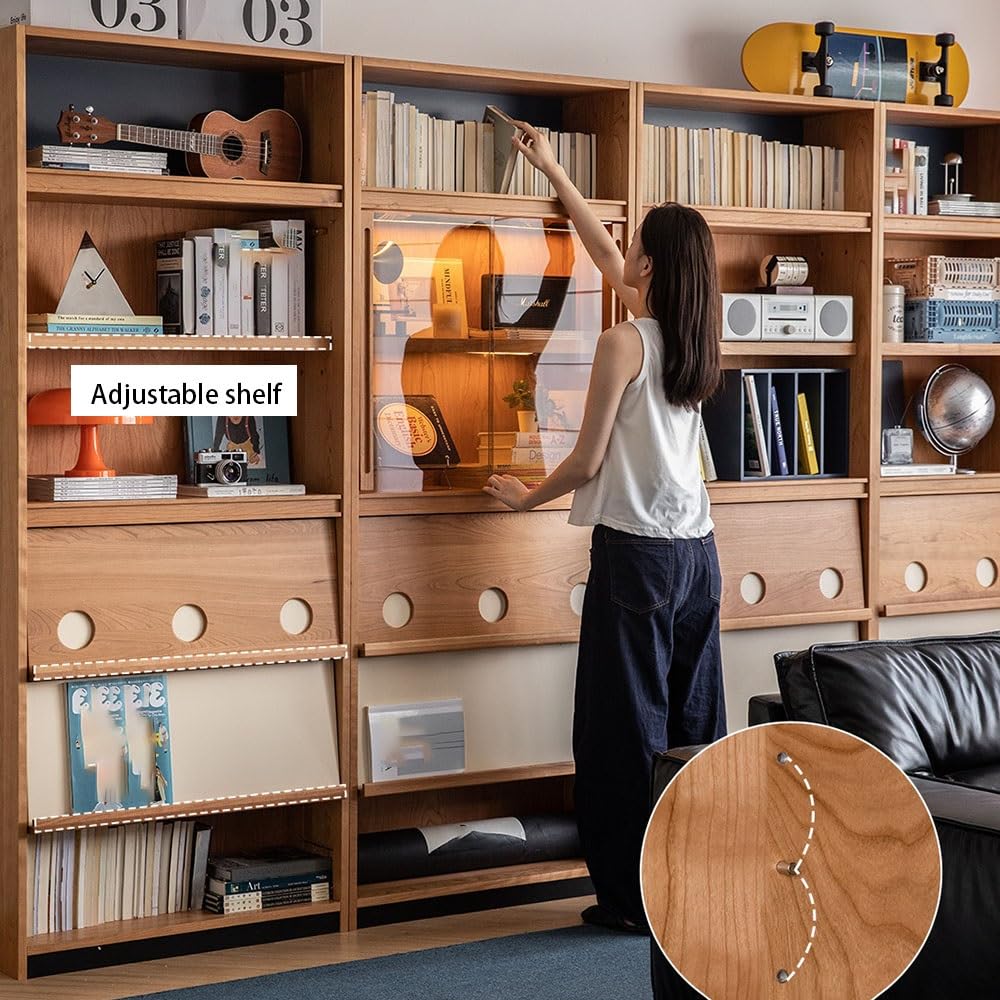 hezhuhe2258 Book Shelf Freely Combinable Bookcase Retro Minimalist Flip-Up Cabinet Display Storage Adjustable Shelves