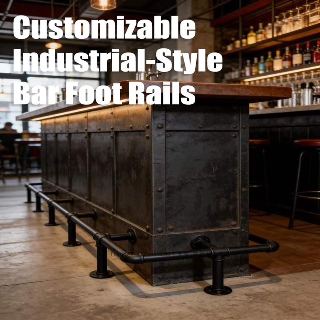 Commercial Grade Bar Foot Rail, Black Pipe Foot Rest for Cafe Pub Home Bar