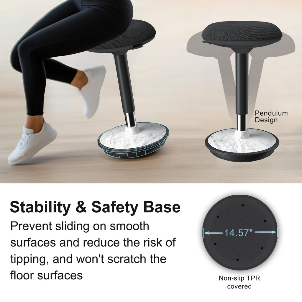 ERGO COLLECT Adult Wobble Stool - Anti-Fatigue Standing Desk Stool with 360° Rocking Non-Slip Curved Base, Height Adjustable 22-32 Inch Standing Chair for Home & Office,Faux Marble