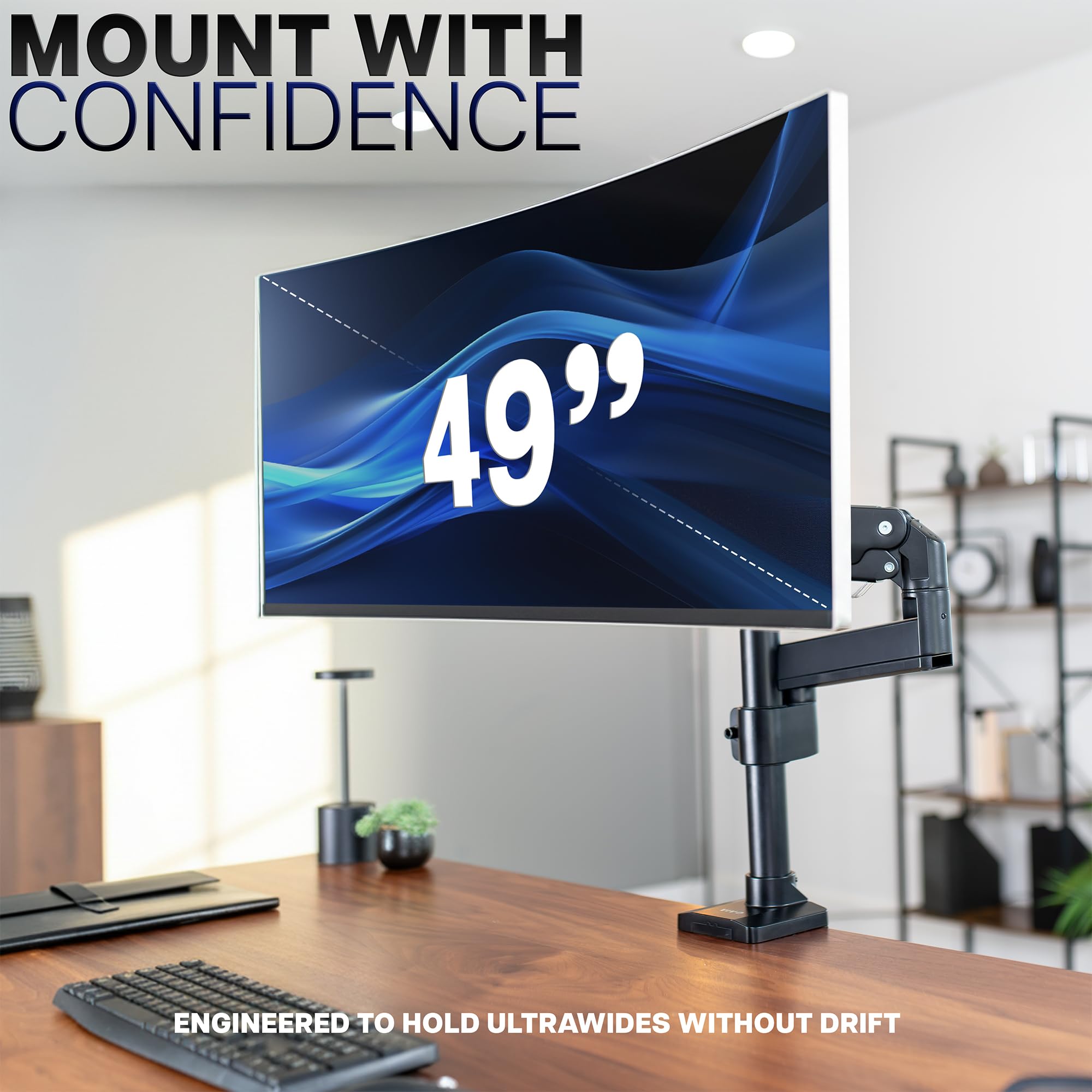 VIVO Premium Aluminum Heavy Duty Monitor Arm for Ultrawide Monitors up to 49 inches and 33 lbs