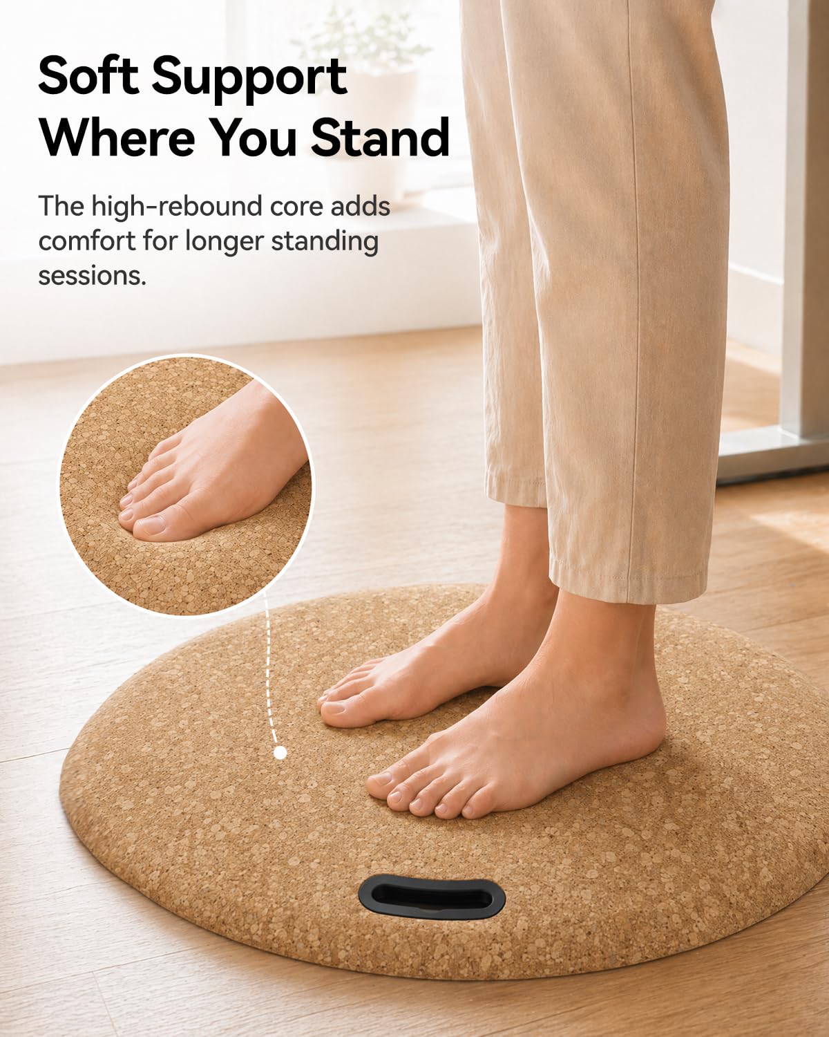 Rocalt Standing Desk Mat, Cushioned Cork Anti Fatigue Mat
