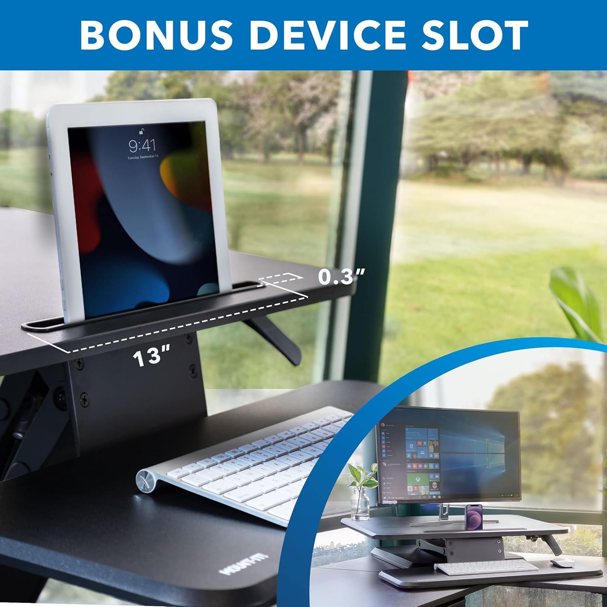 Mount-It! Standing Desk Converter - Height Adjustable Stand Up Desk with Gas Spring Riser -