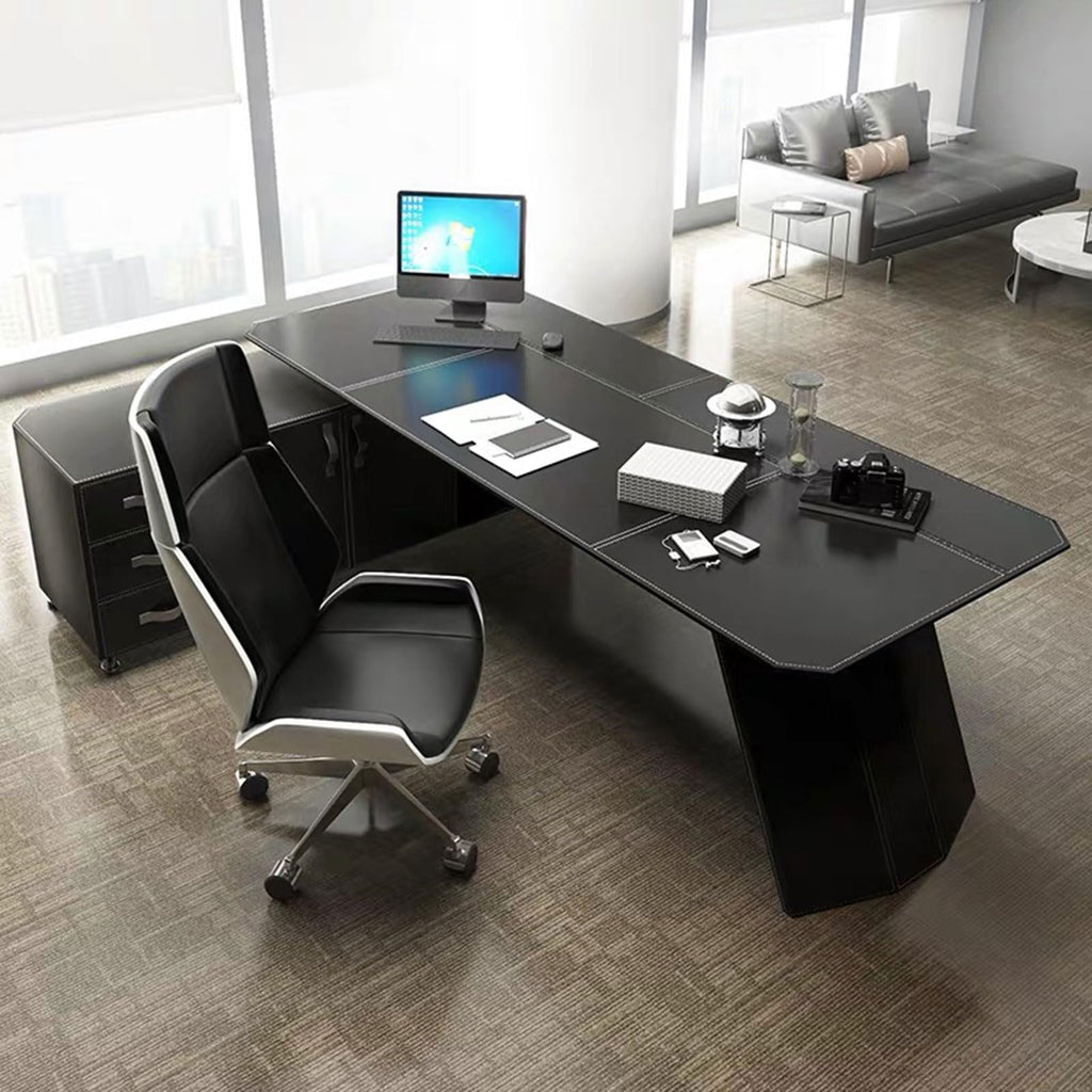 HONGYISHI L Shaped Desk with Drawer Cabinet, Executive Computer Desk L-Shaped Computer Desk Home Office Furniture Black