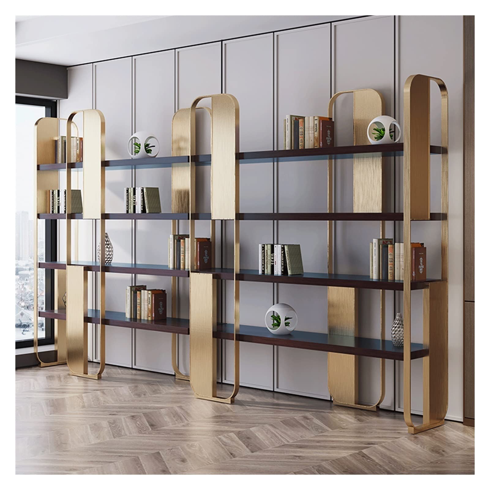 ZCSO Display Cabinet Creative Multi-Layer Shelf Bookshelf Modern Living Room Floor Shelf Simple Stainless Steel Whole Wall Storage Display Rack Room Organizers and Storage