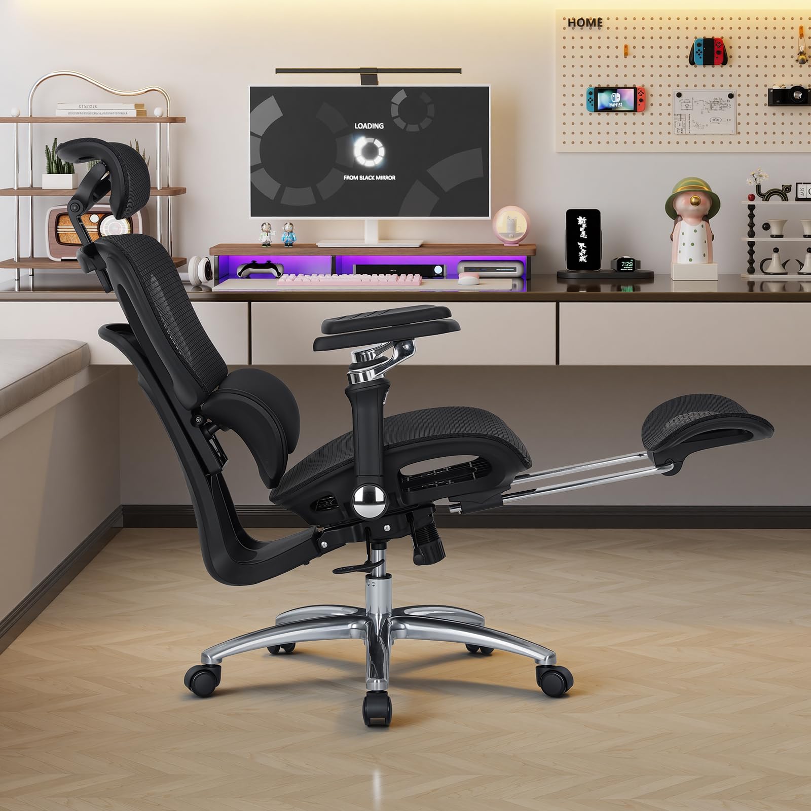 MALOL Ergonomic Office Chair, 400lbs High Back Mesh Desk Chair with 6D Armrests, 3D Headrest, Adjustable Lumbar Support, Seat Depth Adjustment, Tilt Lock, Metal Base & PU Wheels