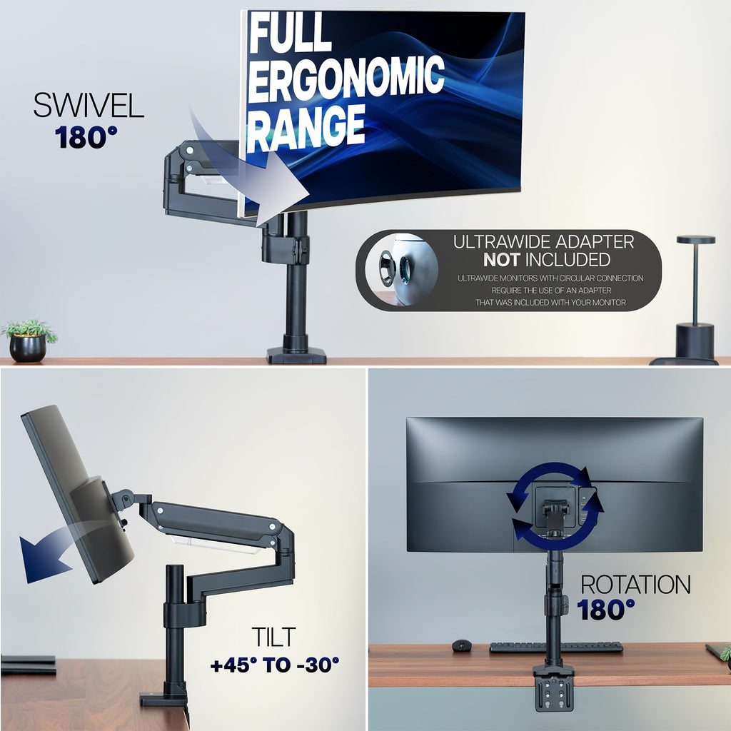 VIVO Premium Aluminum Heavy Duty Monitor Arm for Ultrawide Monitors up to 49 inches and 33 lbs