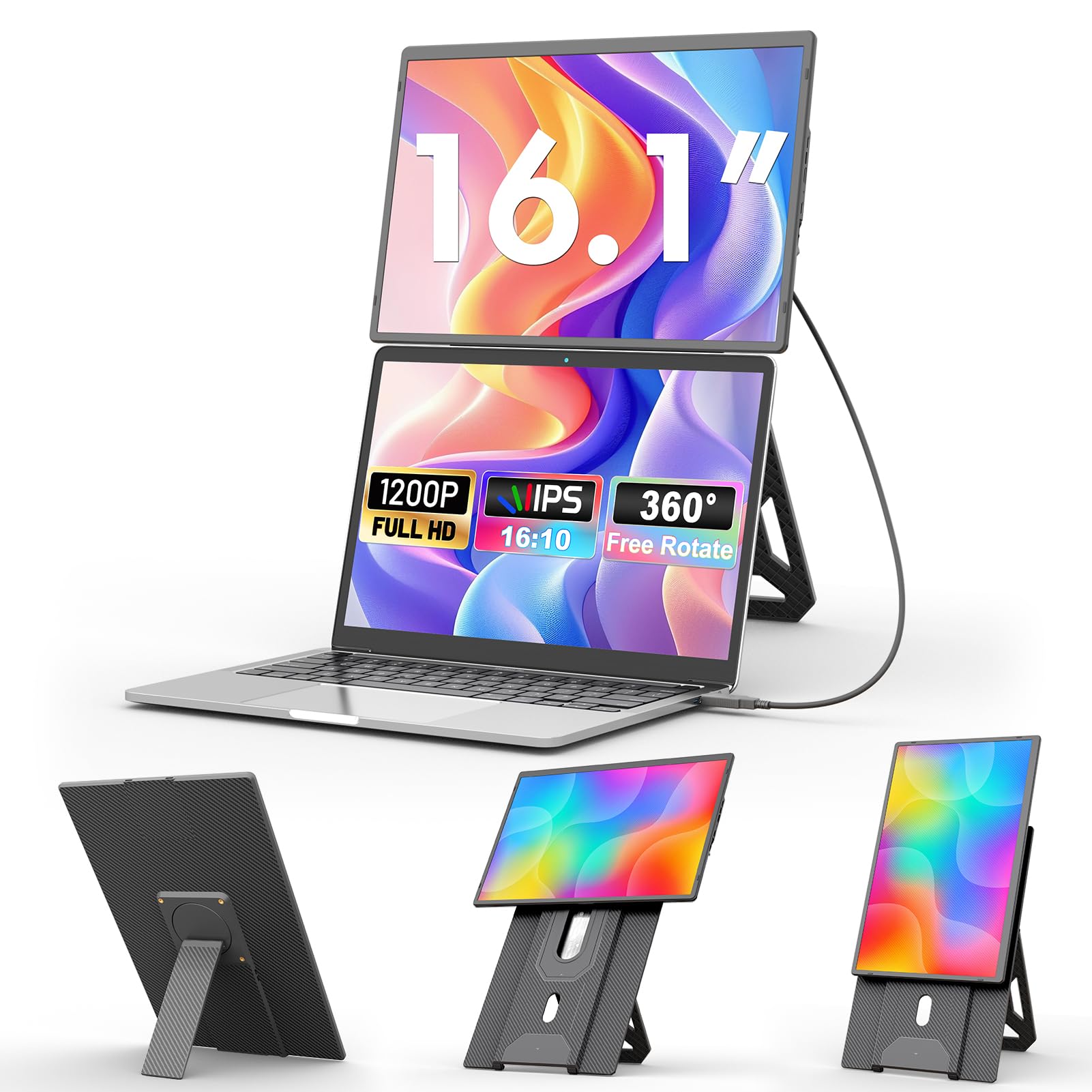 domyfan FHD 1080P IPS Dual Laptop Monitor Extender