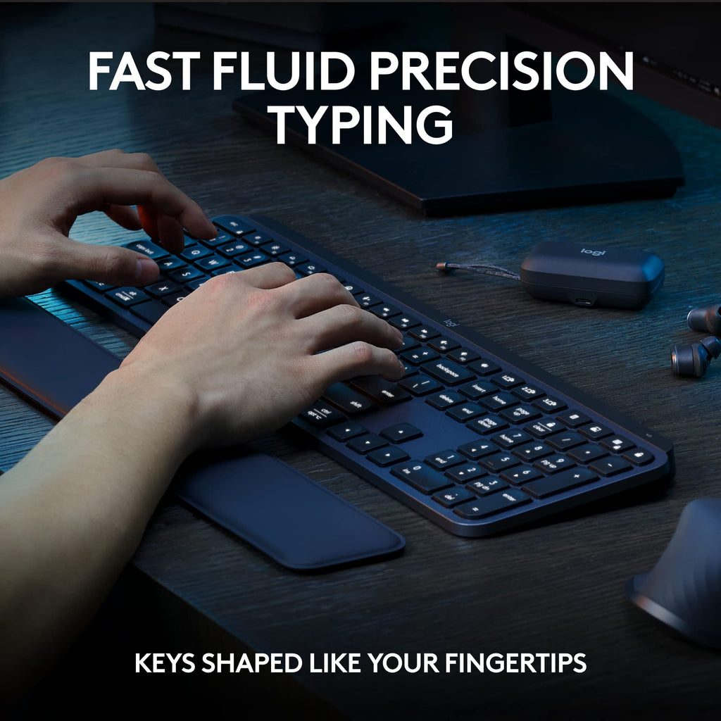 Logitech MX Keys S Combo - Performance Wireless Keyboard and Mouse with Palm Rest, Customizable Illumination, Fast Scrolling, Bluetooth, USB C, for Windows, Linux, Chrome, Mac, Pack of 4