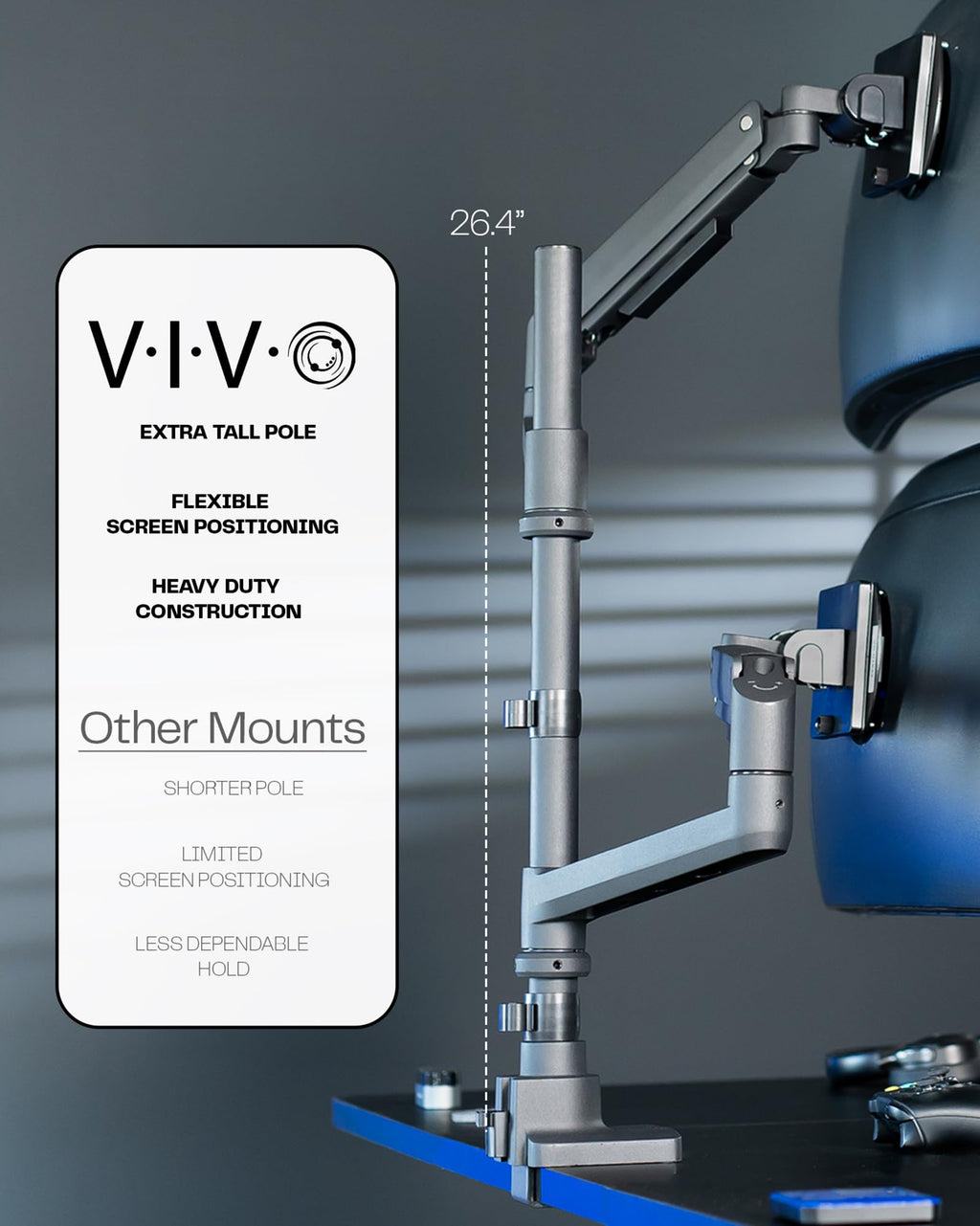 VIVO Pneumatic Arm Single Ultrawide Monitor Extra Tall Desk Mount