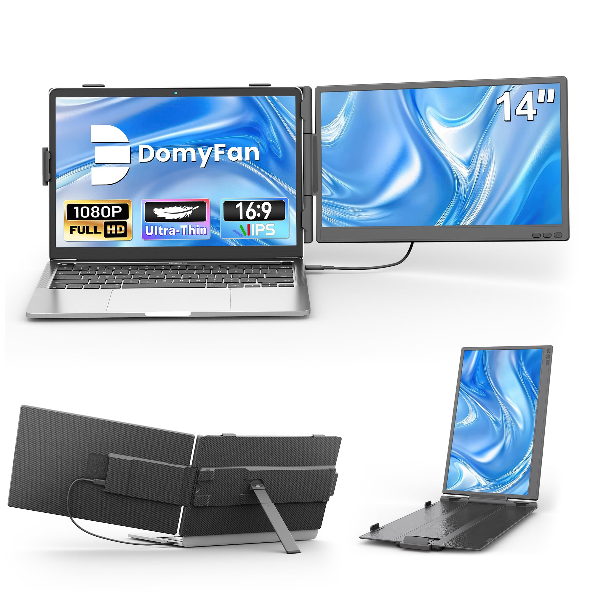 domyfan FHD 1080P IPS Dual Laptop Monitor Extender
