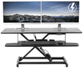 VIVO Electric Motor Desk Converter, Height Adjustable Riser, Sit to Stand Dual Monitor and Laptop Workstation with Wide Keyboard Tray