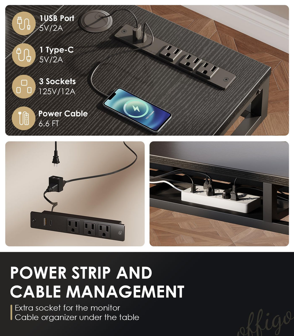 OffiGo Electric L Shaped Standing Desk with 4 Drawers, Height Adjustable Large Desk with Power Outlets, Sit Stand Table, Writing Computer Desk for Home, Office, Workstation