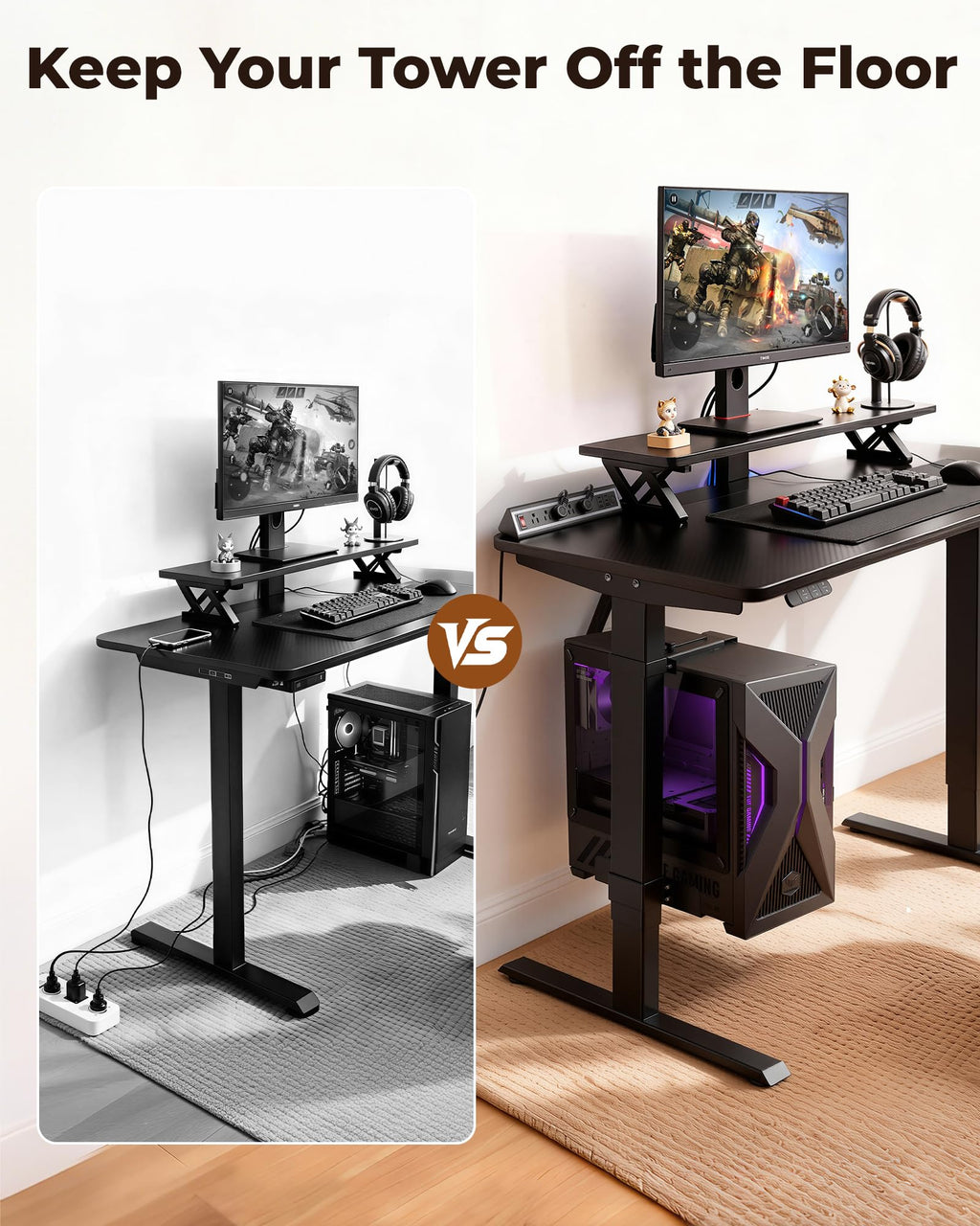 TOPSKY Dual Motor Electric Standing Desk Frame, Height Adjustable Sit Stand Base for Home Office, Fits Table Tops up to 70.8 x 31.5 Inch, 225 lb Capacity