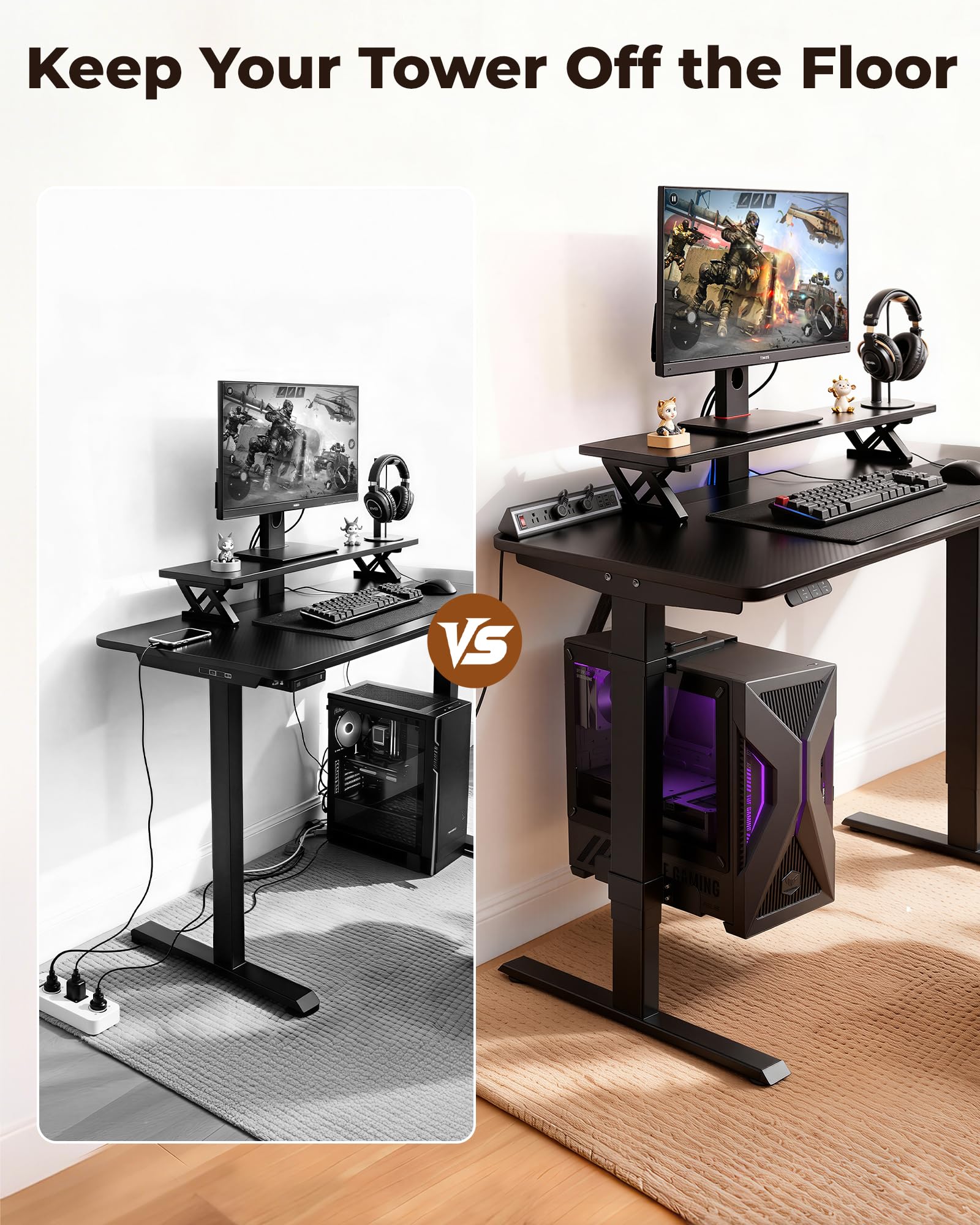 TOPSKY Dual Motor Electric Standing Desk Frame, Height Adjustable Sit Stand Base for Home Office, Fits Table Tops up to 70.8 x 31.5 Inch, 225 lb Capacity