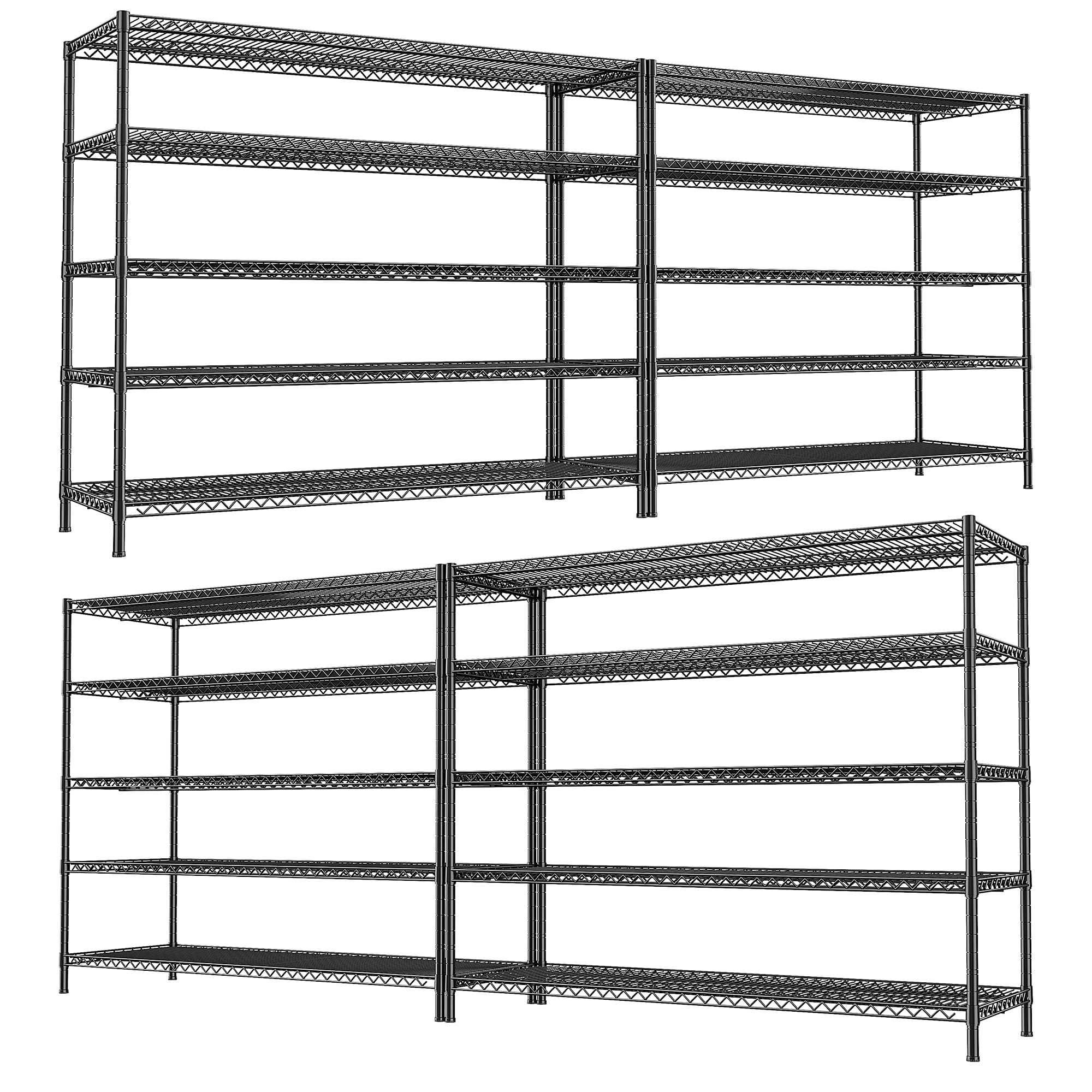REIBII Storage Shelves 3200LBS Wire Shelving Unit 55.5" W Metal Shelving Garage Shelving Heavy Duty 5 Tier Metal Shelves for Storage Rack