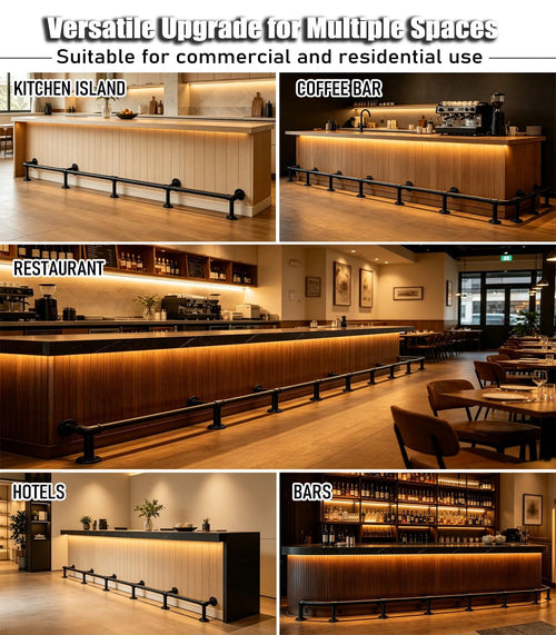 Commercial Grade Black Pipe Bar Foot Rail & Foot Rest