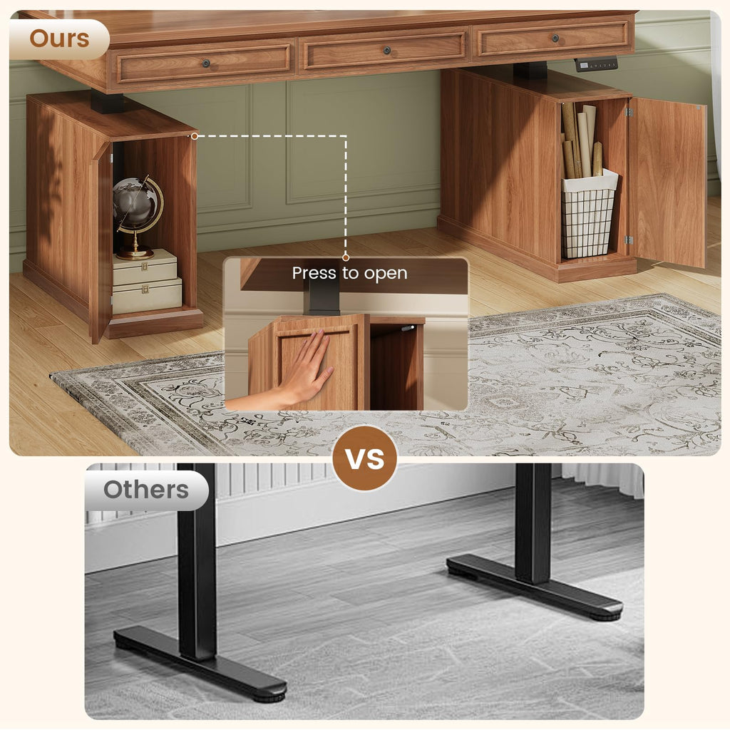 SEDETA Farmhouse Electric Standing Desk with 3 Drawers