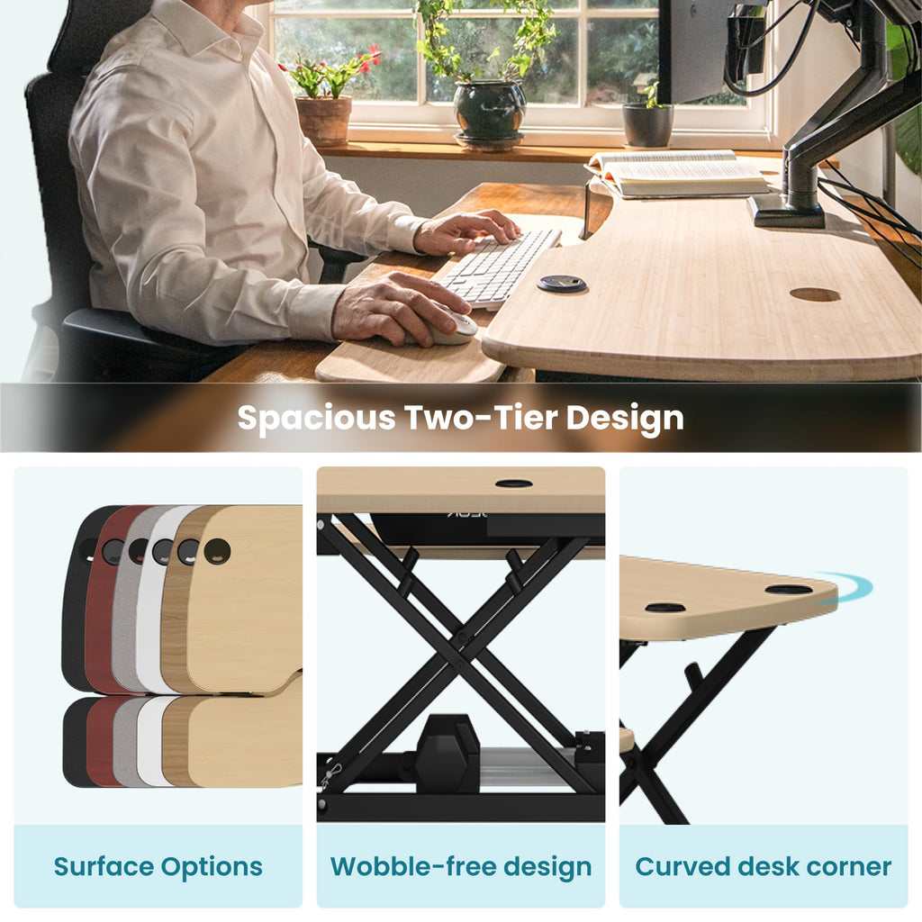 VERSADESK Electric Standing Desk Converter, PowerPro Height Adjustable, Sit to Stand Riser With Keyboard Tray, Push-Button Control Switch With USB Charging Port