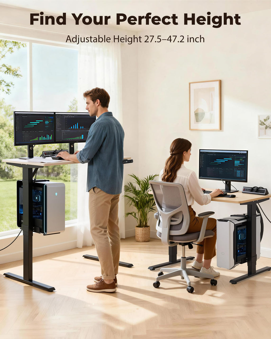 TOPSKY Dual Motor Electric Standing Desk Frame, Height Adjustable Sit Stand Base for Home Office, Fits Table Tops up to 70.8 x 31.5 Inch, 225 lb Capacity