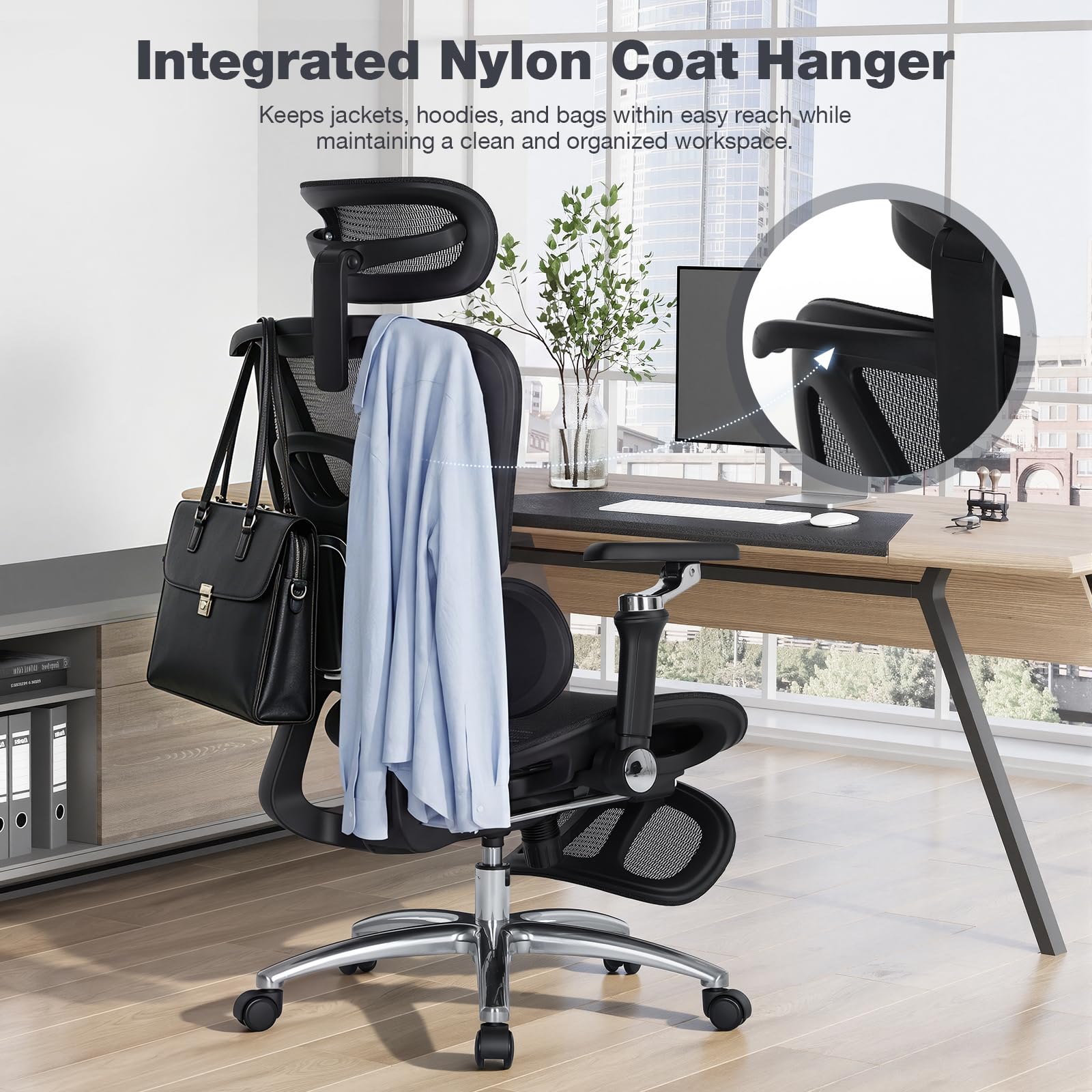 MALOL Ergonomic Office Chair, 400lbs High Back Mesh Desk Chair with 6D Armrests, 3D Headrest, Adjustable Lumbar Support, Seat Depth Adjustment, Tilt Lock, Metal Base & PU Wheels