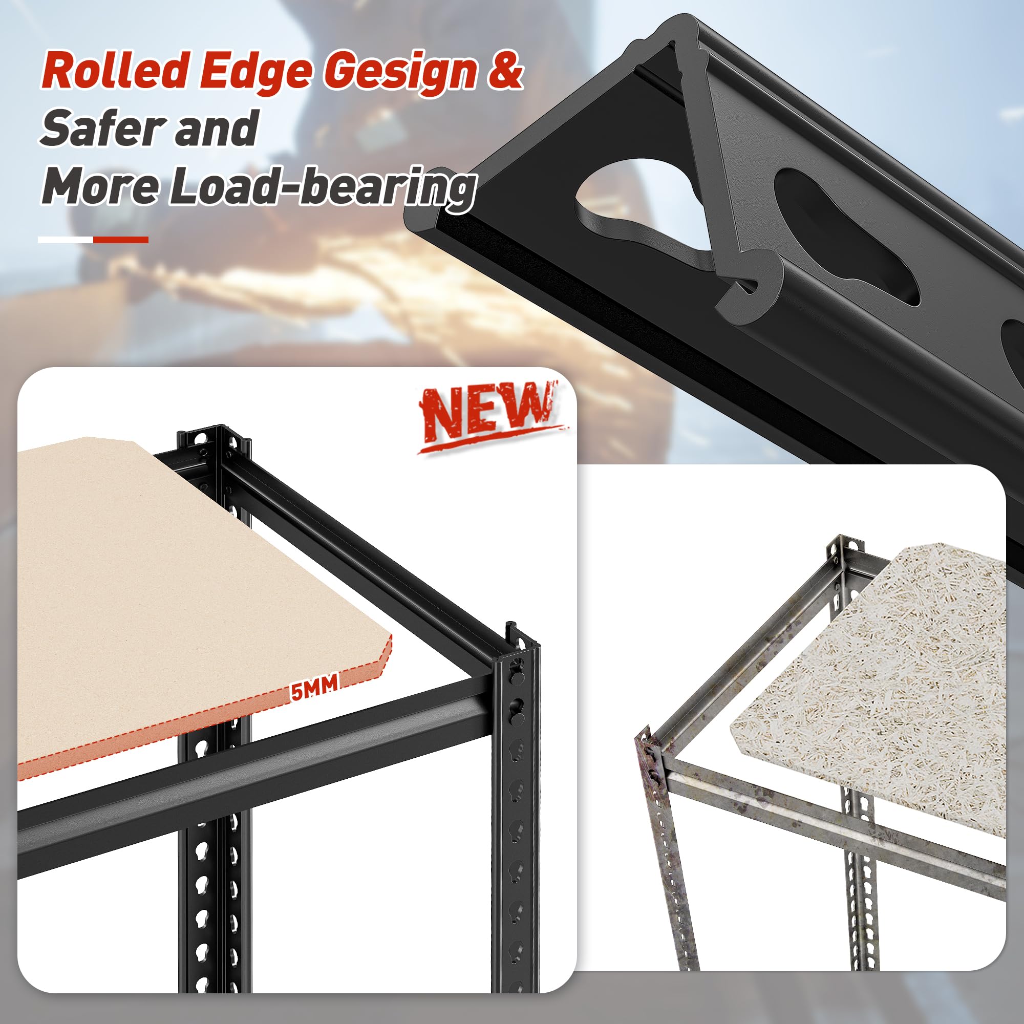 REIBII Storage Shelves with Wood Board