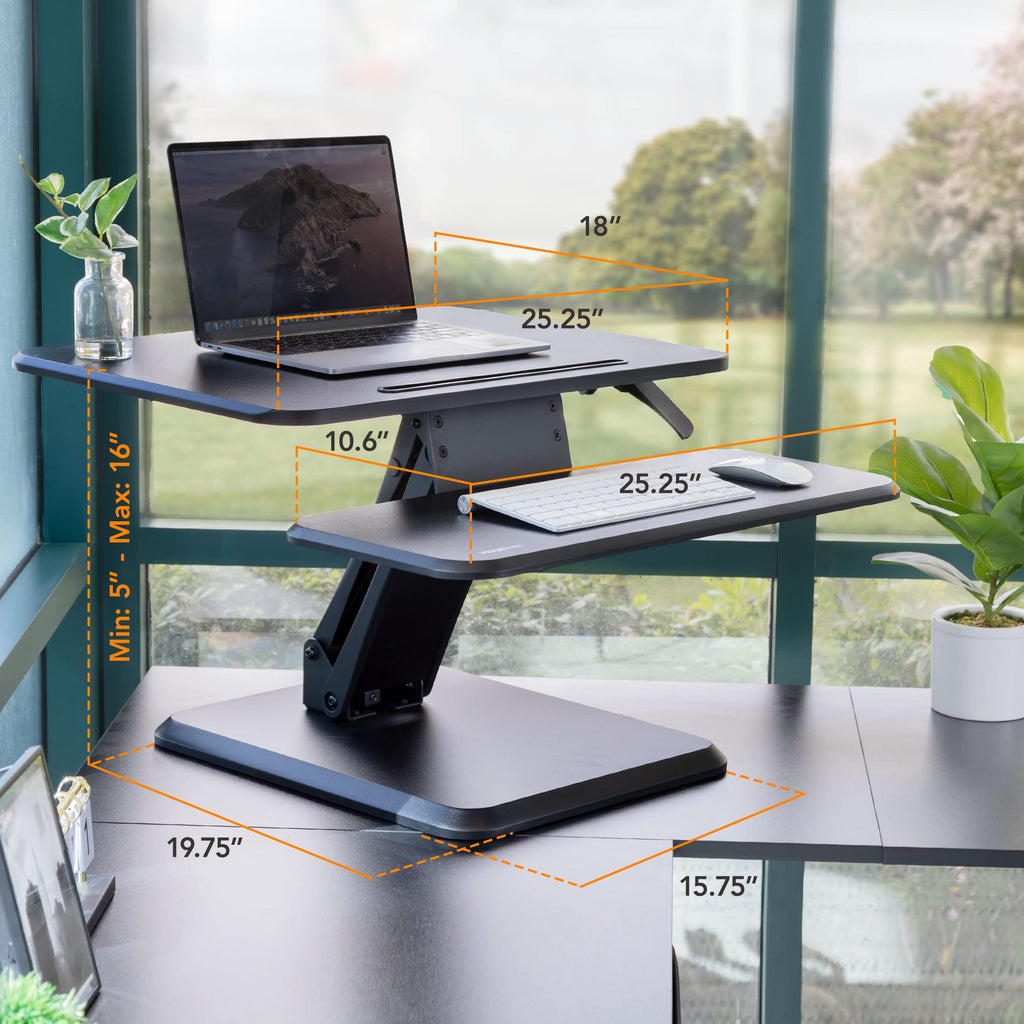 Mount-It! Standing Desk Converter - Height Adjustable Stand Up Desk with Gas Spring Riser -