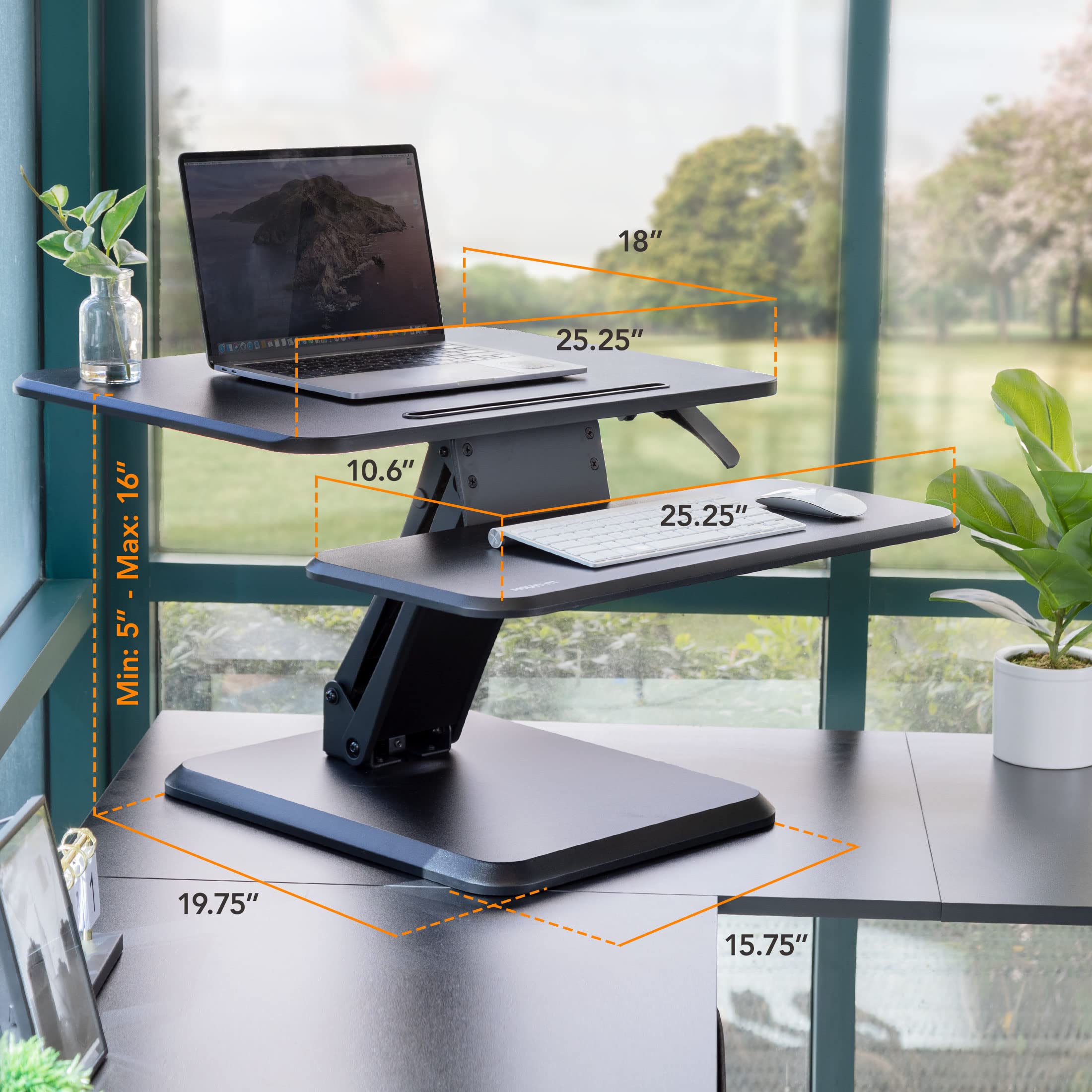 Mount-It! Standing Desk Converter - Height Adjustable Stand Up Desk with Gas Spring Riser -