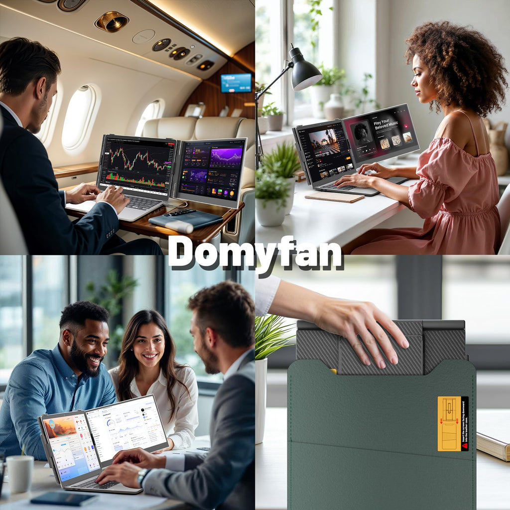 domyfan Laptop Screen Extender, FHD 1080P IPS Dual Laptop Monitor Extender