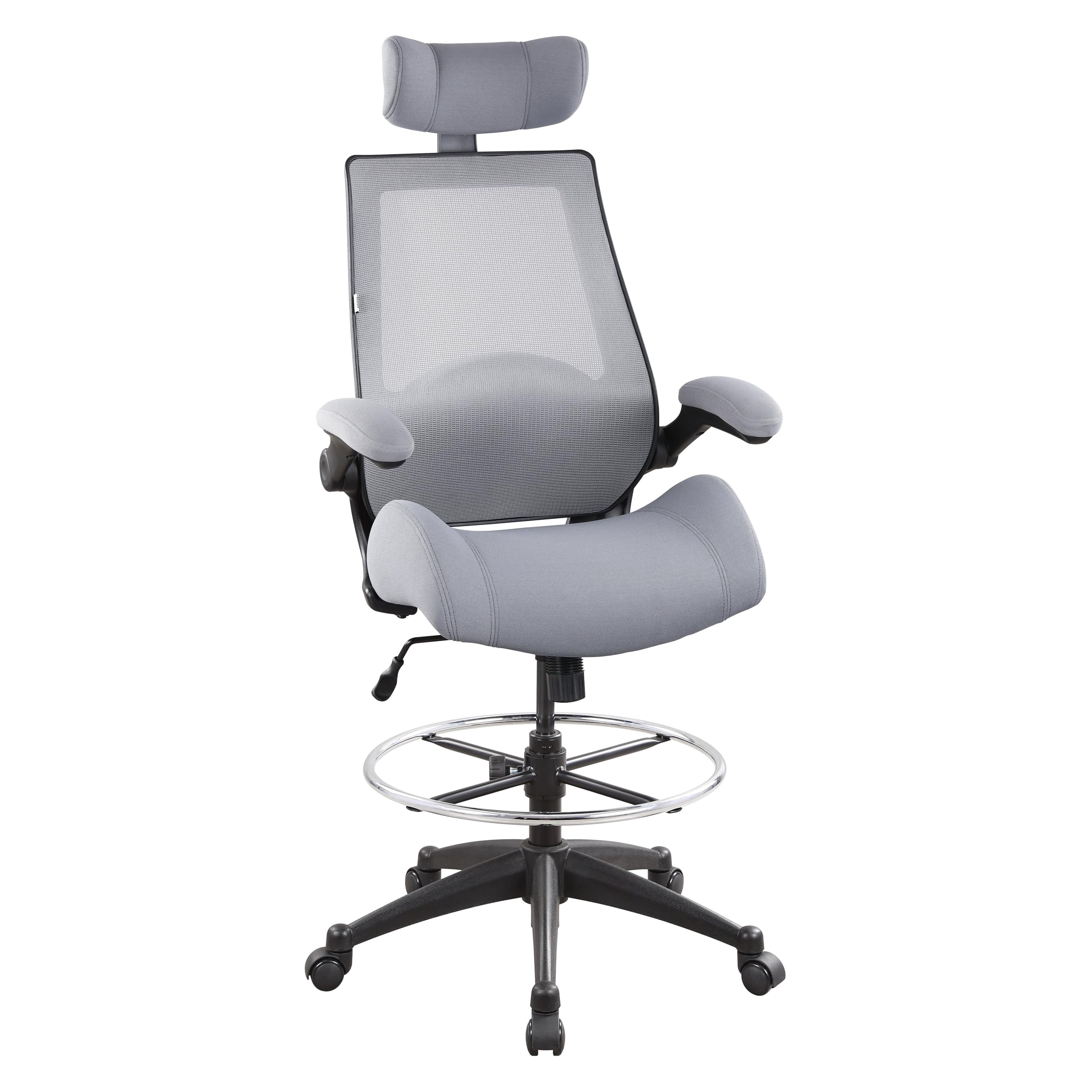 BOLISS 400lbs High Back Computer Office Drafting Chair Flip up Armrests Lumbar Support Adjustable Big Footrest Ring