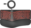Arteck Split Ergonomic Keyboard with Palm Rest, USB Wired Backlit Keyboard