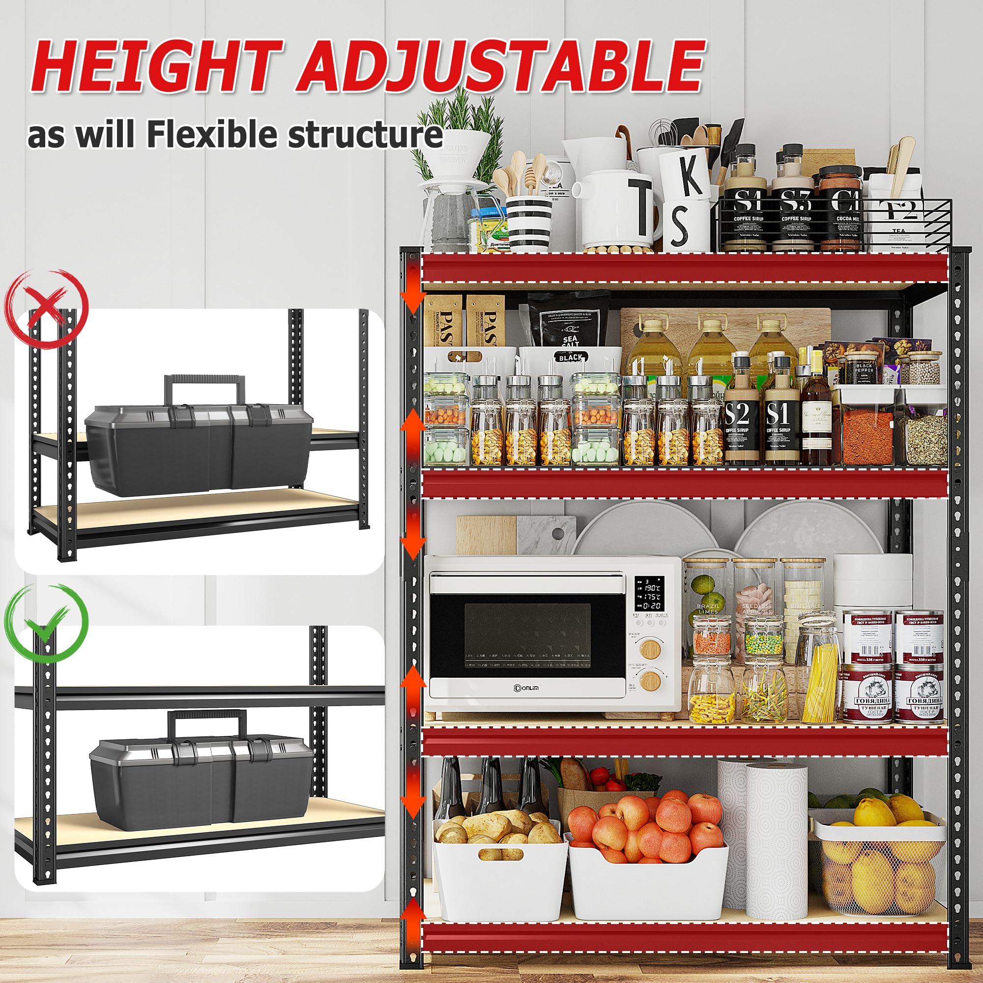 REIBII Storage Shelves with Wood Board