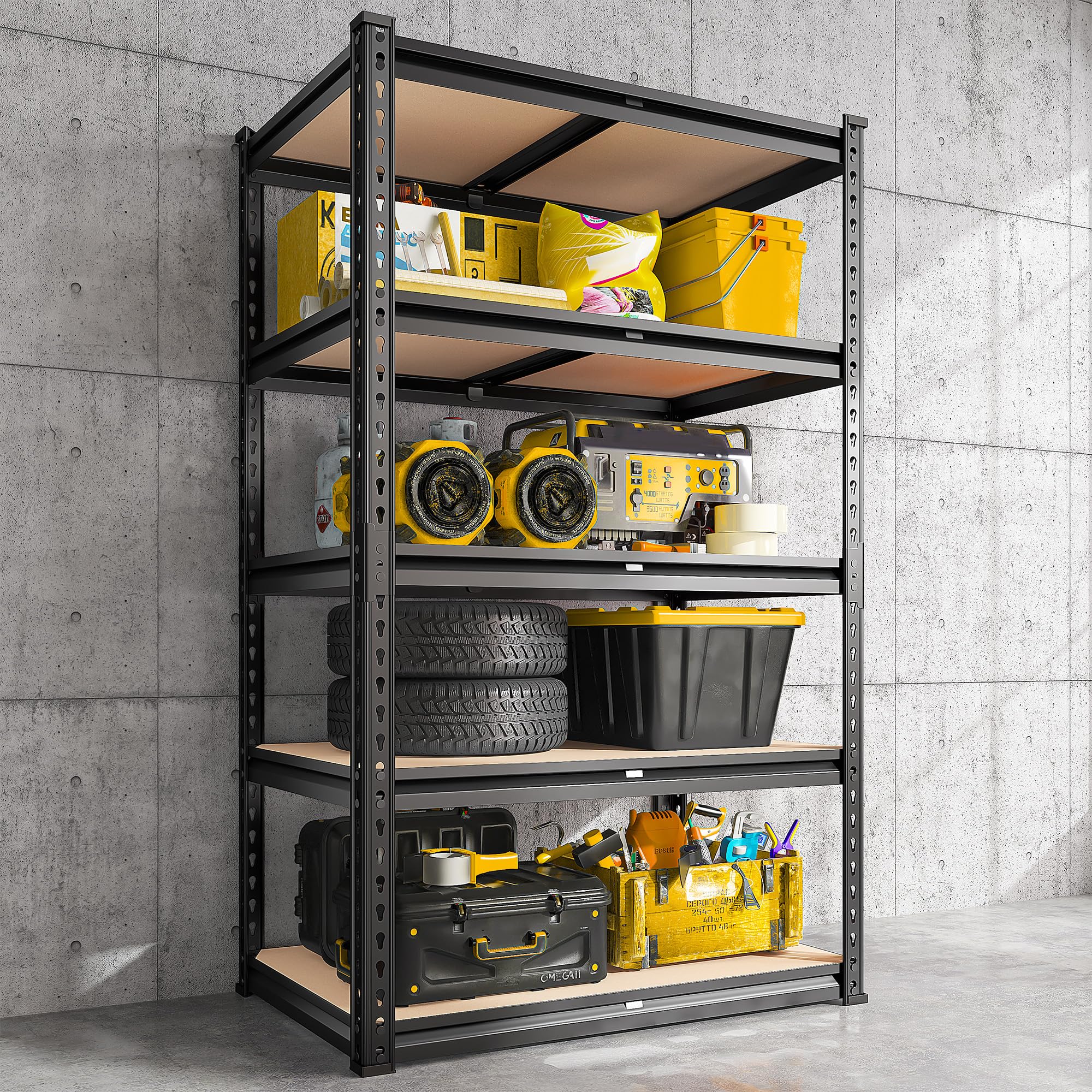 REIBII Heavy-Duty Storage Shelves with Wood Board